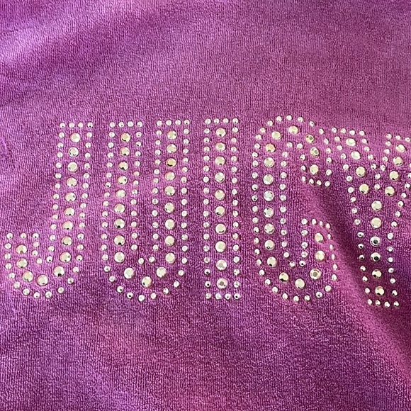 cy Couture Pink Velour Bling Zip Hoodie Girls 8/10 Excellent - Picture 3 of 5